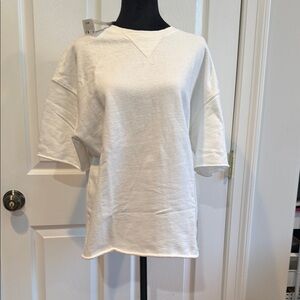 Zara White Women’s Short Sleeve Sweatshirt Top